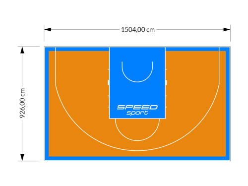 139M2/926X1504CM POMARAŃCZOWO-BŁĘKITNE BOISKO DO KOSZYKÓWKI 3X3 SPEEDSPORT HEXA POWER PRO
