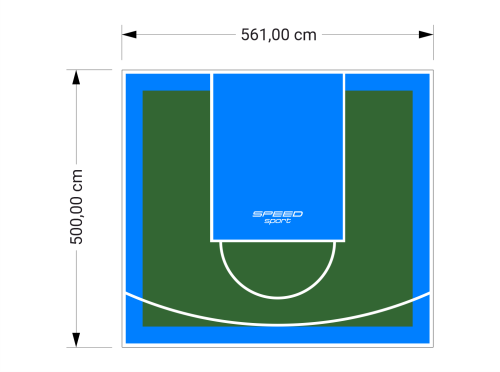 28M2/500X561CM ZIELONO-BŁĘKITNE BOISKO DO KOSZYKÓWKI SPEEDSPORT HEXA POWER PRO