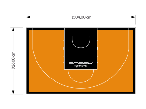 139M2/926X1504CM POMARAŃCZOWO-CZARNE BOISKO DO KOSZYKÓWKI 3X3 SPEEDSPORT HEXA POWER PRO