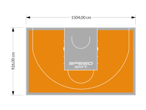 139M2/926X1504CM POMARAŃCZOWO-SZARE BOISKO DO KOSZYKÓWKI 3X3 SPEEDSPORT HEXA POWER PRO