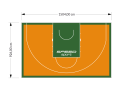 139M2/926X1504CM POMARAŃCZOWO-ZIELONE BOISKO DO KOSZYKÓWKI 3X3 SPEEDSPORT HEXA POWER PRO
