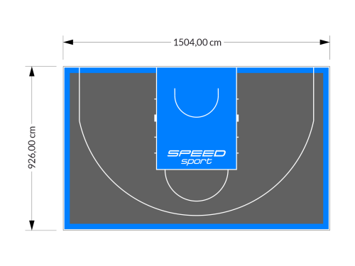 139M2/926X1504CM GRAFITOWO-BŁĘKITNE BOISKO DO KOSZYKÓWKI 3X3 SPEEDSPORT HEXA POWER PRO