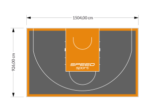 139M2/926X1504CM GRAFITOWO-POMARAŃCZOWE BOISKO DO KOSZYKÓWKI 3X3 SPEEDSPORT HEXA POWER PRO