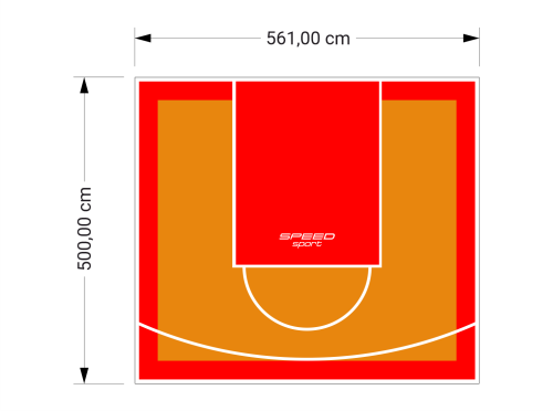 28M2/500X561CM POMARAŃCZOWO-CZERWONE BOISKO DO KOSZYKÓWKI SPEEDSPORT HEXA POWER PRO
