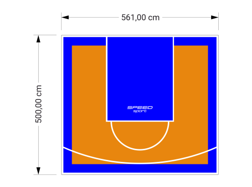 28M2/500X561CM POMARAŃCZOWO-NIEBIESKIE BOISKO DO KOSZYKÓWKI SPEEDSPORT HEXA POWER PRO