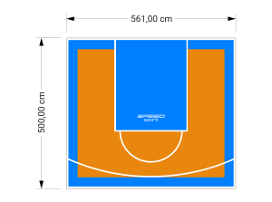 28M2/500X561CM POMARAŃCZOWO-BŁĘKITNE BOISKO DO KOSZYKÓWKI SPEEDSPORT HEXA POWER PRO