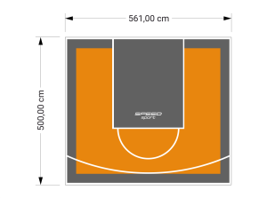 28M2/500X561CM POMARAŃCZOWO-GRAFITOWE BOISKO DO KOSZYKÓWKI SPEEDSPORT HEXA POWER PRO