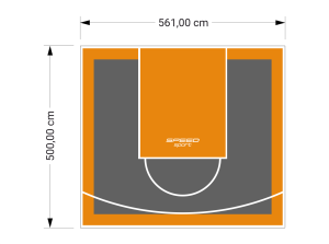 28M2/500X561CM GRAFITOWO-POMARAŃCZOWE BOISKO DO KOSZYKÓWKI SPEEDSPORT HEXA POWER PRO