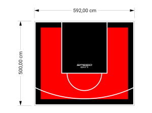 30M2/500X592CM CZERWONO-CZARNE BOISKO DO KOSZYKÓWKI SPEEDSPORT HEXA POWER PRO