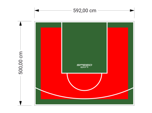 30M2/500X592CM CZERWONO-ZIELONE BOISKO DO KOSZYKÓWKI SPEEDSPORT HEXA POWER PRO