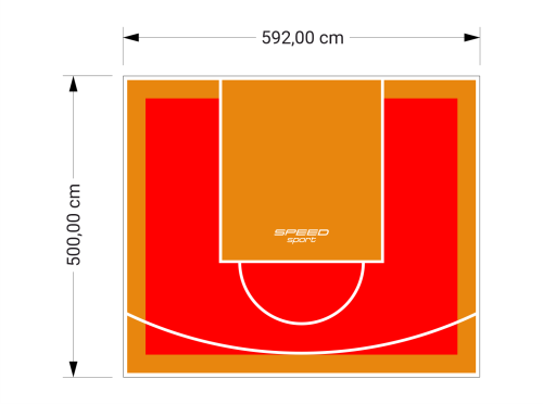 30M2/500X592CM CZERWONO-POMARAŃCZOWE BOISKO DO KOSZYKÓWKI SPEEDSPORT HEXA POWER PRO