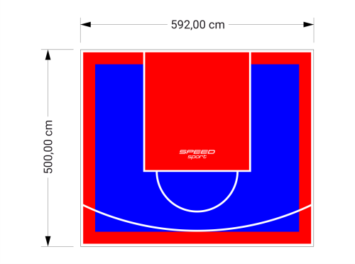 30M2/500X592CM NIEBIESKO-CZERWONE BOISKO DO KOSZYKÓWKI SPEEDSPORT HEXA POWER PRO