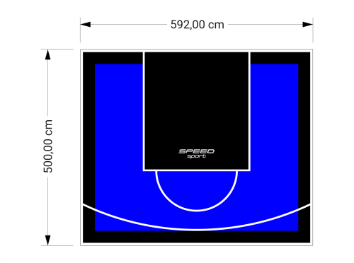 30M2/500X592CM NIEBIESKO-CZARNE BOISKO DO KOSZYKÓWKI SPEEDSPORT HEXA POWER PRO
