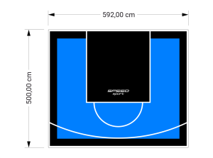 30M2/500X592CM BŁĘKITNO-CZARNE BOISKO DO KOSZYKÓWKI SPEEDSPORT HEXA POWER PRO