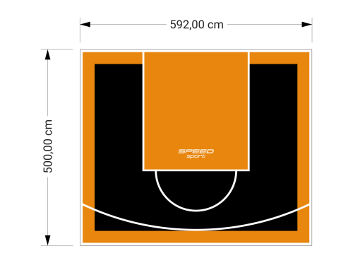 30M2/500X592CM CZARNO-POMARAŃCZOWE BOISKO DO KOSZYKÓWKI SPEEDSPORT HEXA POWER PRO