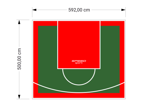 30M2/500X592CM ZIELONO-CZERWONE BOISKO DO KOSZYKÓWKI SPEEDSPORT HEXA POWER PRO