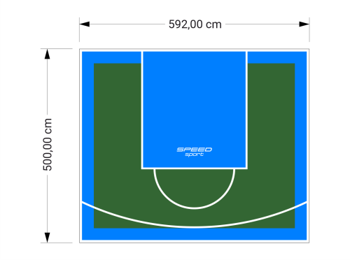 30M2/500X592CM ZIELONO-BŁĘKITNE BOISKO DO KOSZYKÓWKI SPEEDSPORT HEXA POWER PRO