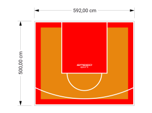 30M2/500X592CM POMARAŃCZOWO-CZERWONE BOISKO DO KOSZYKÓWKI SPEEDSPORT HEXA POWER PRO