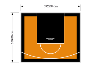 30M2/500X592CM POMARAŃCZOWO-CZARNE BOISKO DO KOSZYKÓWKI SPEEDSPORT HEXA POWER PRO