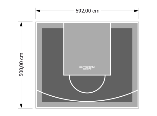 30M2/500X592CM GRAFITOWO-SZARE BOISKO DO KOSZYKÓWKI SPEEDSPORT HEXA POWER PRO