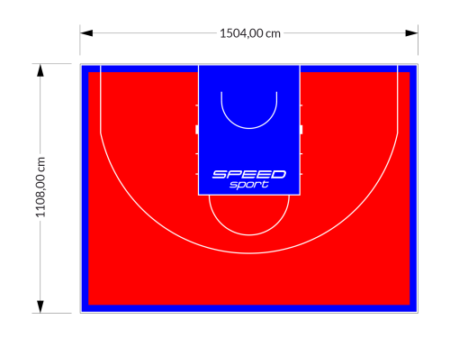 167M2/1108x1504CM CZERWONO-NIEBIESKIE BOISKO DO KOSZYKÓWKI 3X3 SPEEDSPORT HEXA POWER PRO