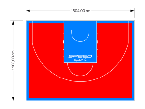 167M2/1108x1504CM CZERWONO-BŁĘKITNE BOISKO DO KOSZYKÓWKI 3X3 SPEEDSPORT HEXA POWER PRO