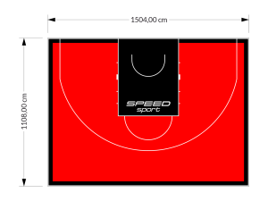 167M2/1108x1504CM CZERWONO-CZARNE BOISKO DO KOSZYKÓWKI 3X3 SPEEDSPORT HEXA POWER PRO
