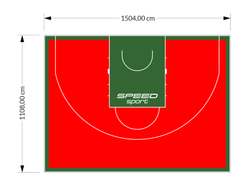 167M2/1108x1504CM CZERWONO-ZIELONE BOISKO DO KOSZYKÓWKI 3X3 SPEEDSPORT HEXA POWER PRO