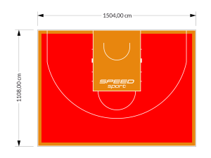 167M2/1108x1504CM CZERWONO-POMARAŃCZOWE BOISKO DO KOSZYKÓWKI 3X3 SPEEDSPORT HEXA POWER PRO