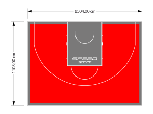 167M2/1108x1504CM CZERWONO-GRAFITOWE BOISKO DO KOSZYKÓWKI 3X3 SPEEDSPORT HEXA POWER PRO