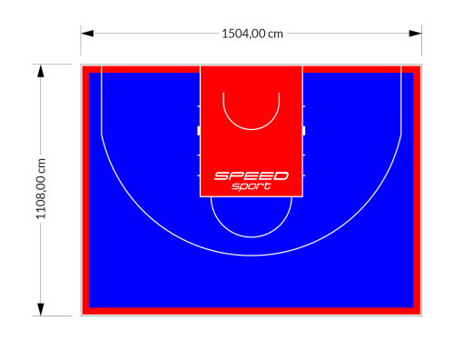 167M2/1108x1504CM NIEBIESKO-CZERWONE BOISKO DO KOSZYKÓWKI 3X3 SPEEDSPORT HEXA POWER PRO