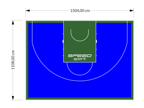 167M2/1108x1504CM NIEBIESKO-ZIELONE BOISKO DO KOSZYKÓWKI 3X3 SPEEDSPORT HEXA POWER PRO
