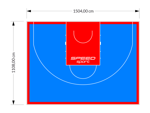 167M2/1108x1504CM BŁĘKITNO-CZERWONE BOISKO DO KOSZYKÓWKI 3X3 SPEEDSPORT HEXA POWER PRO