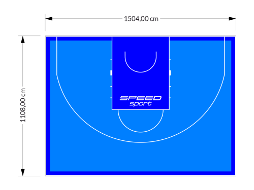 167M2/1108x1504CM BŁĘKITNO-NIEBIESKIE BOISKO DO KOSZYKÓWKI 3X3 SPEEDSPORT HEXA POWER PRO