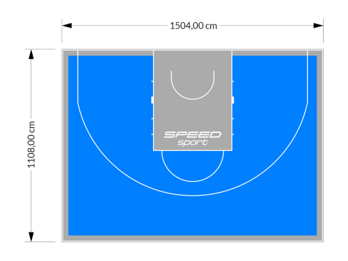 167M2/1108x1504CM BŁĘKITNO-SZARE BOISKO DO KOSZYKÓWKI 3X3 SPEEDSPORT HEXA POWER PRO