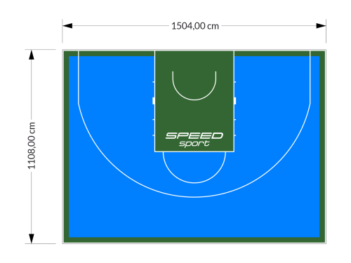 167M2/1108x1504CM BŁĘKITNO-ZIELONE BOISKO DO KOSZYKÓWKI 3X3 SPEEDSPORT HEXA POWER PRO