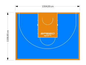 167M2/1108x1504CM BŁĘKITNO-POMARAŃCZOWE BOISKO DO KOSZYKÓWKI 3X3 SPEEDSPORT HEXA POWER PRO