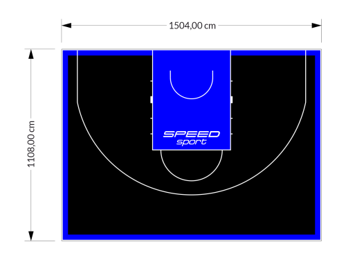 167M2/1108x1504CM CZARNO-NIEBIESKIE BOISKO DO KOSZYKÓWKI 3X3 SPEEDSPORT HEXA POWER PRO