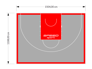 167M2/1108x1504CM SZARO-CZERWONE BOISKO DO KOSZYKÓWKI 3X3 SPEEDSPORT HEXA POWER PRO