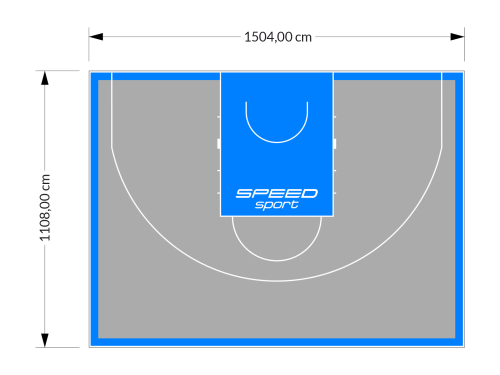 167M2/1108x1504CM SZARO-BŁĘKITNE BOISKO DO KOSZYKÓWKI 3X3 SPEEDSPORT HEXA POWER PRO