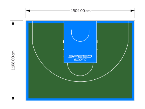 167M2/1108x1504CM ZIELONO-BŁĘKITNE BOISKO DO KOSZYKÓWKI 3X3 SPEEDSPORT HEXA POWER PRO