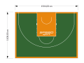 167M2/1108x1504CM ZIELONO-POMARAŃCZOWE BOISKO DO KOSZYKÓWKI 3X3 SPEEDSPORT HEXA POWER PRO