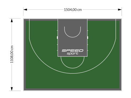 167M2/1108x1504CM ZIELONO-GRAFITOWE BOISKO DO KOSZYKÓWKI 3X3 SPEEDSPORT HEXA POWER PRO