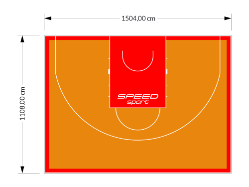 167M2/1108x1504CM POMARAŃCZOWO-CZERWONE BOISKO DO KOSZYKÓWKI 3X3 SPEEDSPORT HEXA POWER PRO