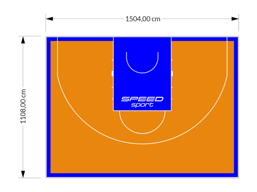 167M2/1108x1504CM POMARAŃCZOWO-NIEBIESKIE BOISKO DO KOSZYKÓWKI 3X3 SPEEDSPORT HEXA POWER PRO
