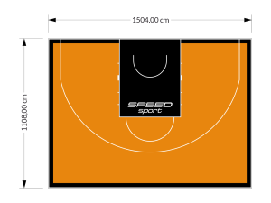 167M2/1108x1504CM POMARAŃCZOWO-CZARNE BOISKO DO KOSZYKÓWKI 3X3 SPEEDSPORT HEXA POWER PRO