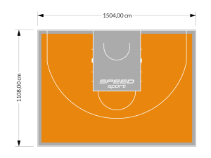 167M2/1108x1504CM POMARAŃCZOWO-SZARE BOISKO DO KOSZYKÓWKI 3X3 SPEEDSPORT HEXA POWER PRO