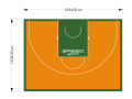 167M2/1108x1504CM POMARAŃCZOWO-ZIELONE BOISKO DO KOSZYKÓWKI 3X3 SPEEDSPORT HEXA POWER PRO