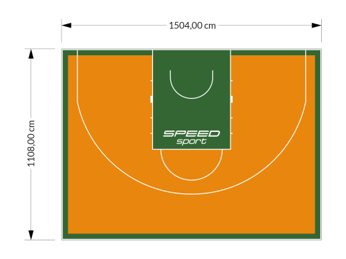 167M2/1108x1504CM POMARAŃCZOWO-ZIELONE BOISKO DO KOSZYKÓWKI 3X3 SPEEDSPORT HEXA POWER PRO