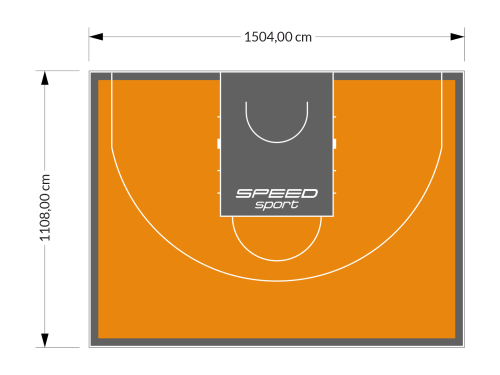 167M2/1108x1504CM POMARAŃCZOWO-GRAFITOWE BOISKO DO KOSZYKÓWKI 3X3 SPEEDSPORT HEXA POWER PRO
